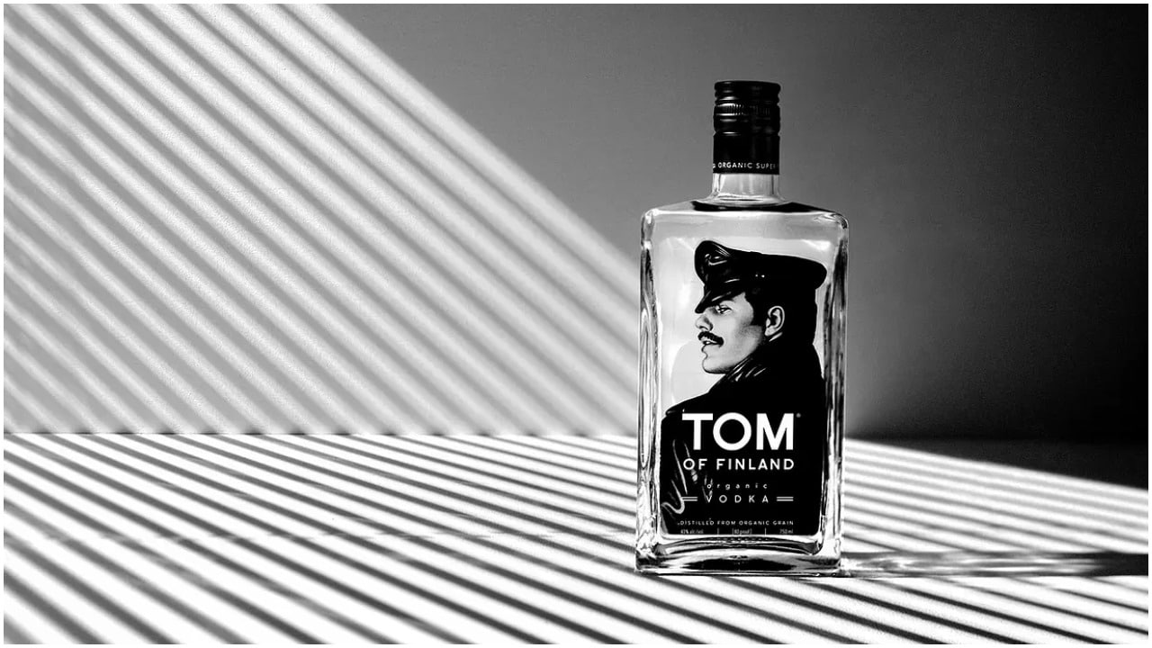 Bottoms up! This stunning vodka bottle pays tribute to Tom of Finland, the king of homoerotic art