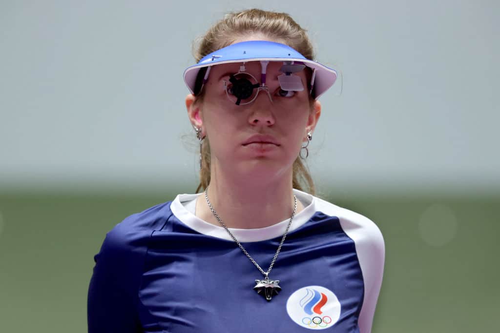 Vitalina Batsarashkina wearing Witcher medallion