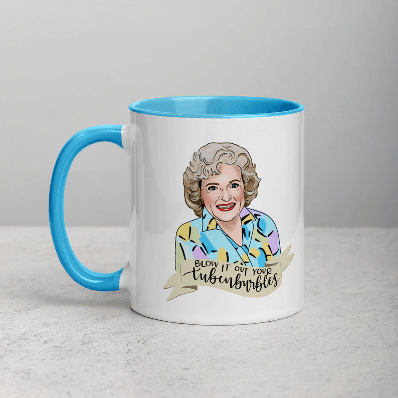 A mug featuring White