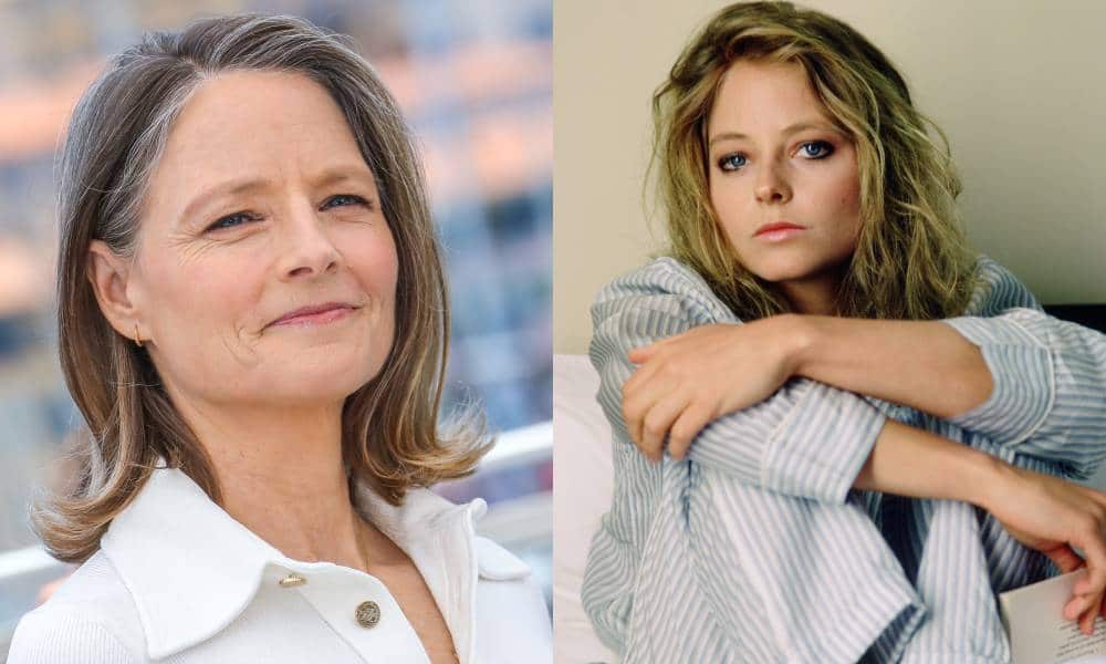 Side by side images of Jodie Foster with one image showing the actor at the Cannes Film Festival while the other is a picture of Foster from 1987 to promote her movie &quot;The Accused&quot;