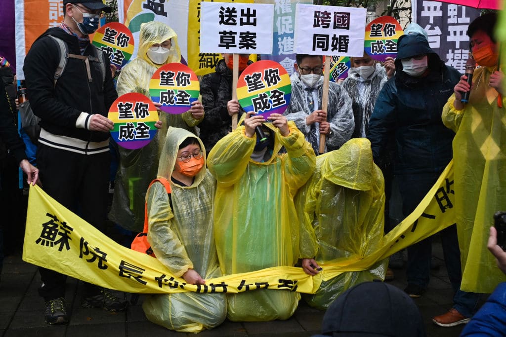 Taiwan urged to give LGBT+ couples true marriage equality in impassioned Valentine's Day protest