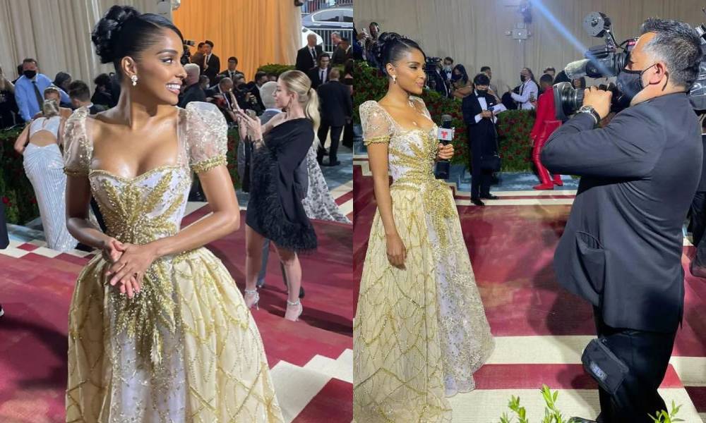 Met Gala reporter steals the show with gorgeous red carpet gown