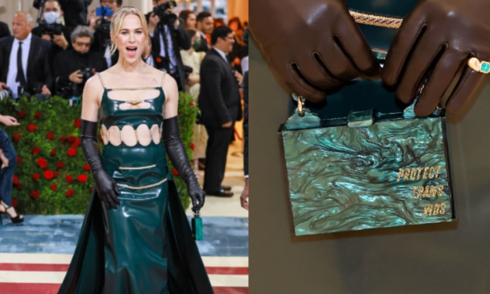Tommy Dorfman sends powerful message at Met Gala with 'protect trans kids' bag