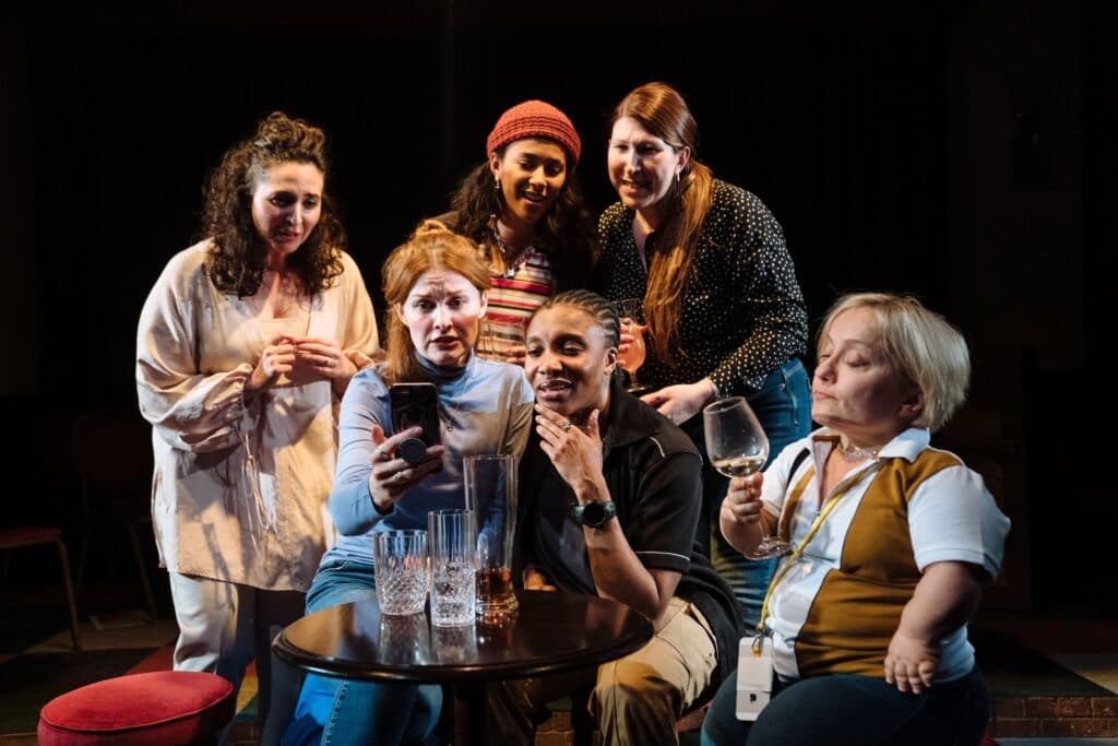 Back row standing L-R Lara Sawalha, Fanta Barrie, Mariah Louca. Front sitting L-R Claudia Jolly, Kibong Tanji, Kiruna Stamell.