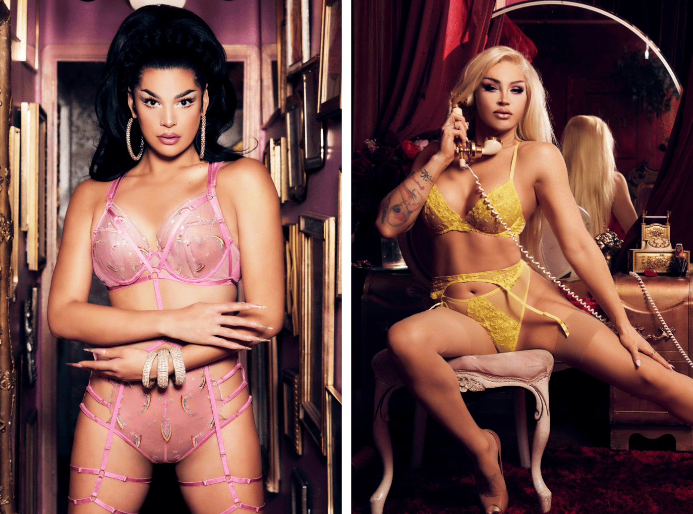 The collection features three sets in yellow, teal and pink. (Playful Promises)