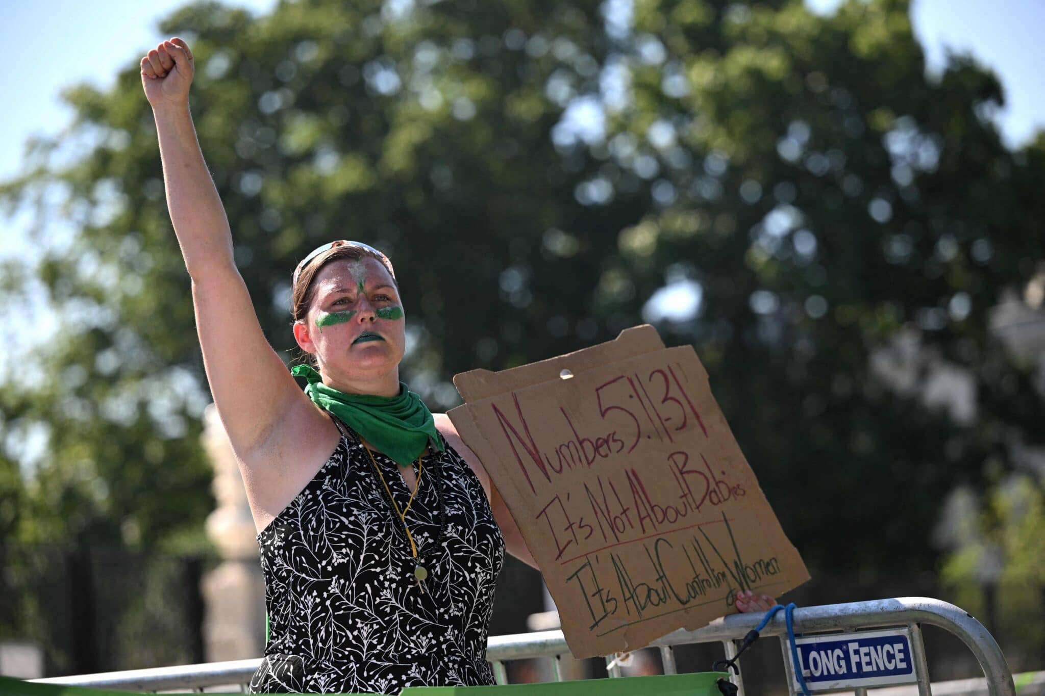 Protestor outside of Supreme Court