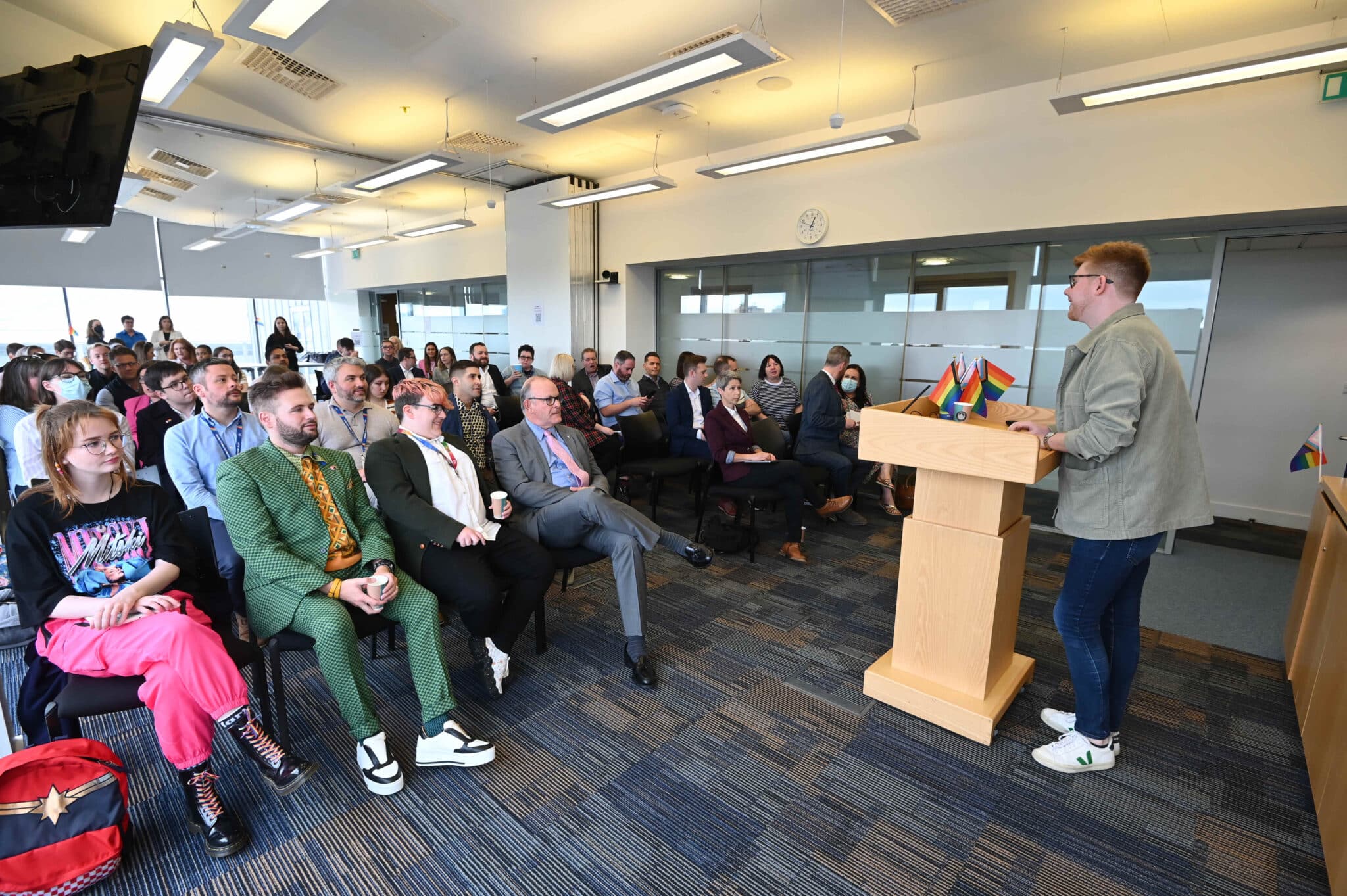 The crowd gathered at a community lunch hosted by Citi in partnership with PinkNews in Belfast.