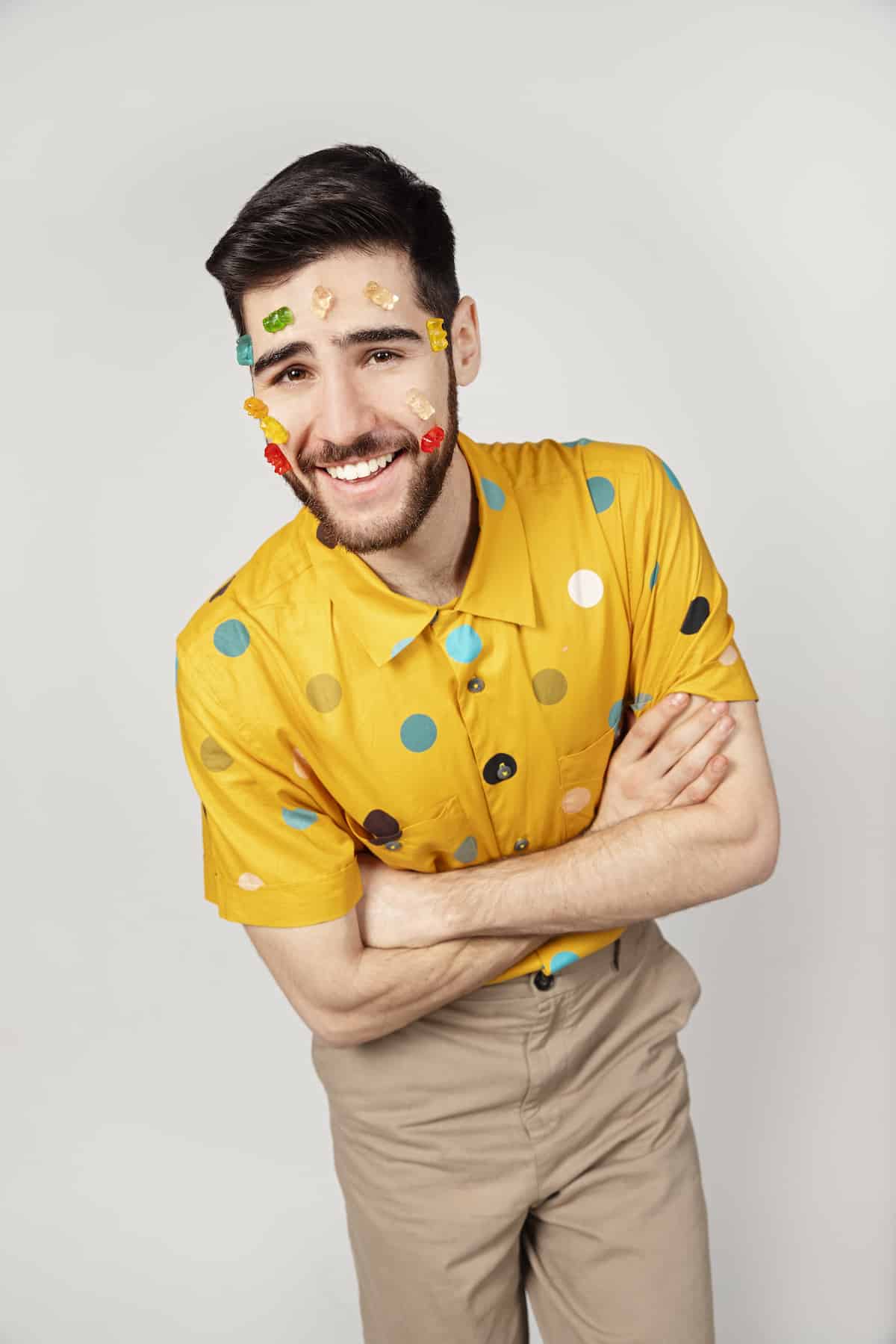 Sam Morrison wearing a yellow shirt.