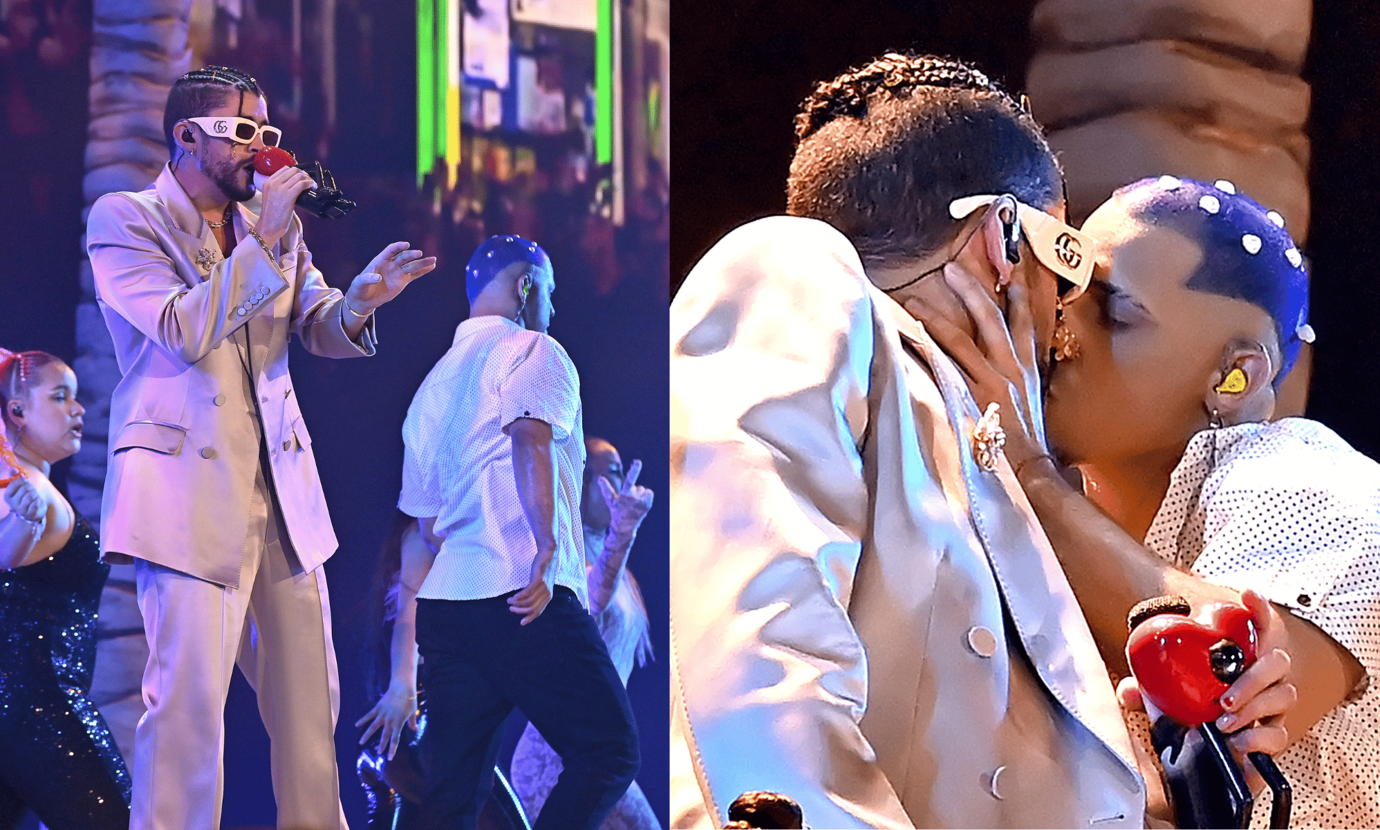 Bad Bunny shares passionate kiss with male back-up dancer at MTV VMAs: 'A f**king serve'