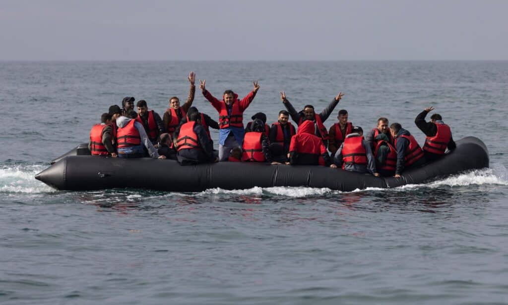 A boat of asylum seekers try to gain entry to the Uk via the English Channel