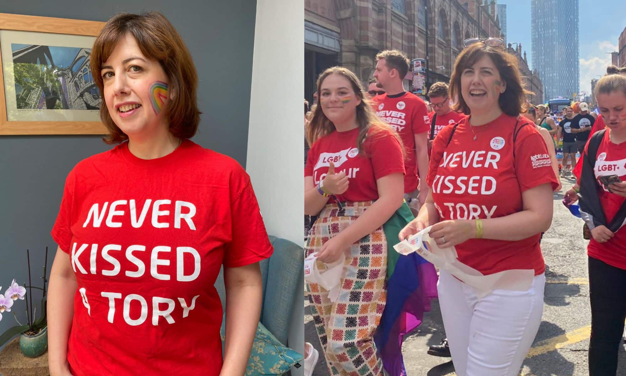Labour MP Lucy Powell sparks fierce debate after wearing 'never kissed a Tory' t-shirt to Pride