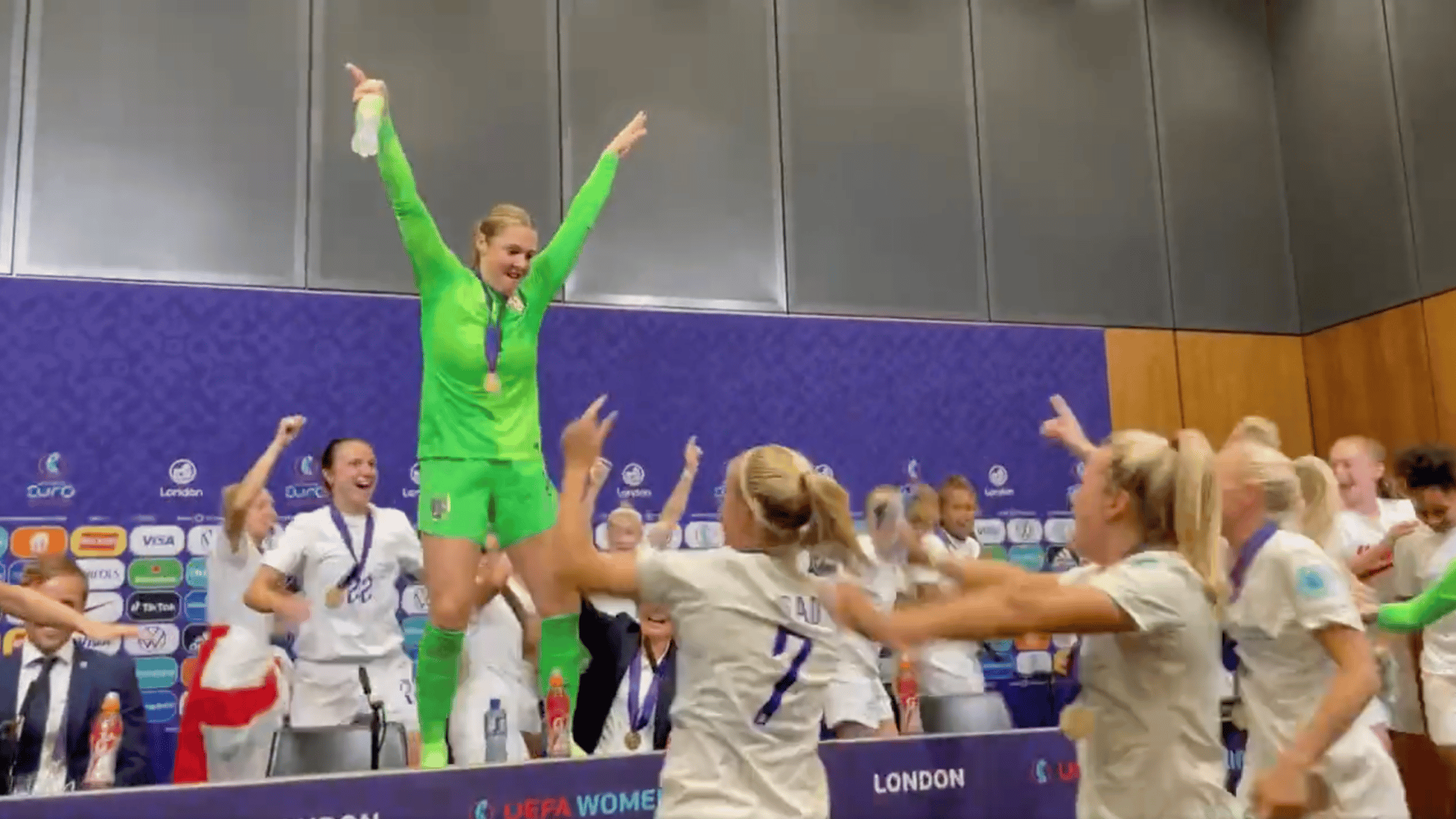 England Lionesses crash press conference singing 'it's coming home' after historic Euro victory
