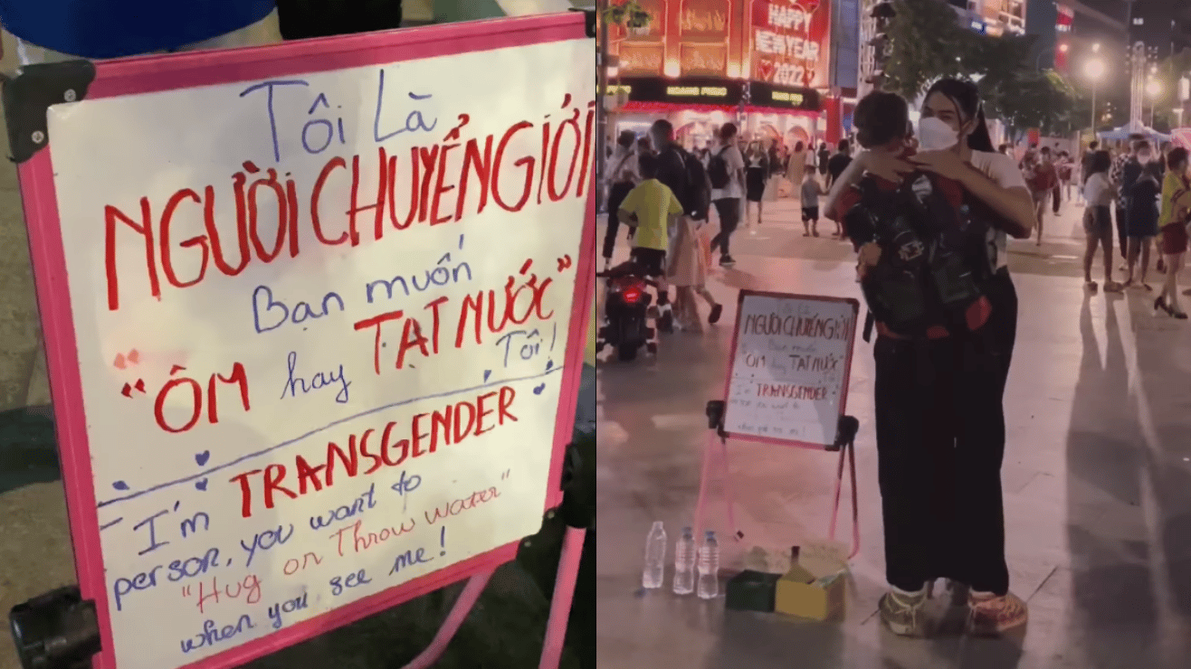Trans woman tells strangers 'hug me or throw water on me' – the response is amazing