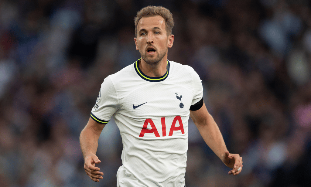 England footballer Harry Kane runs during a match