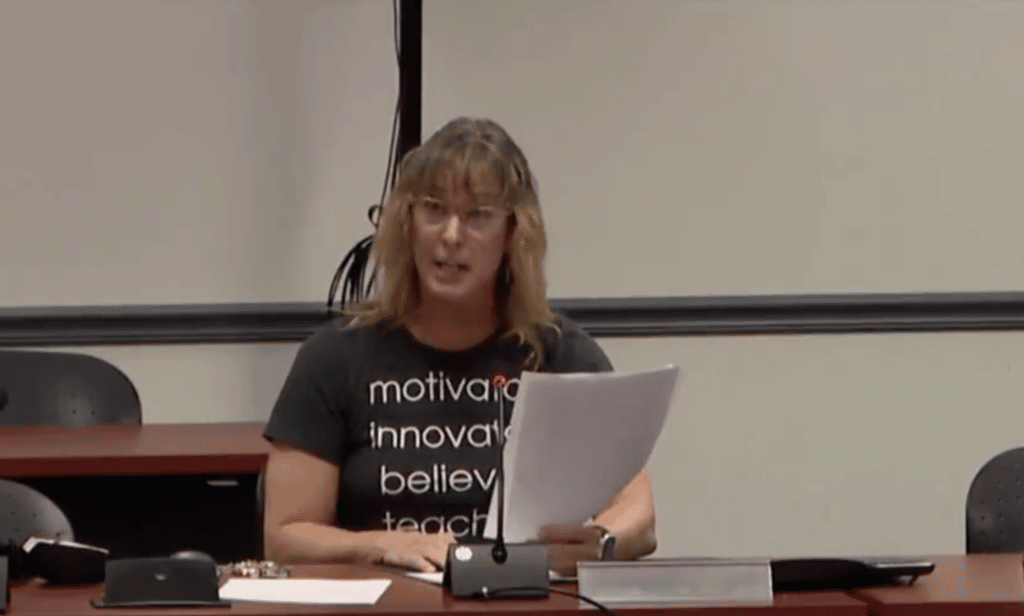 Dawn Riggs testifies against an anti-trans, anti-LGBTQ+ proposal by the Ohio state board of education