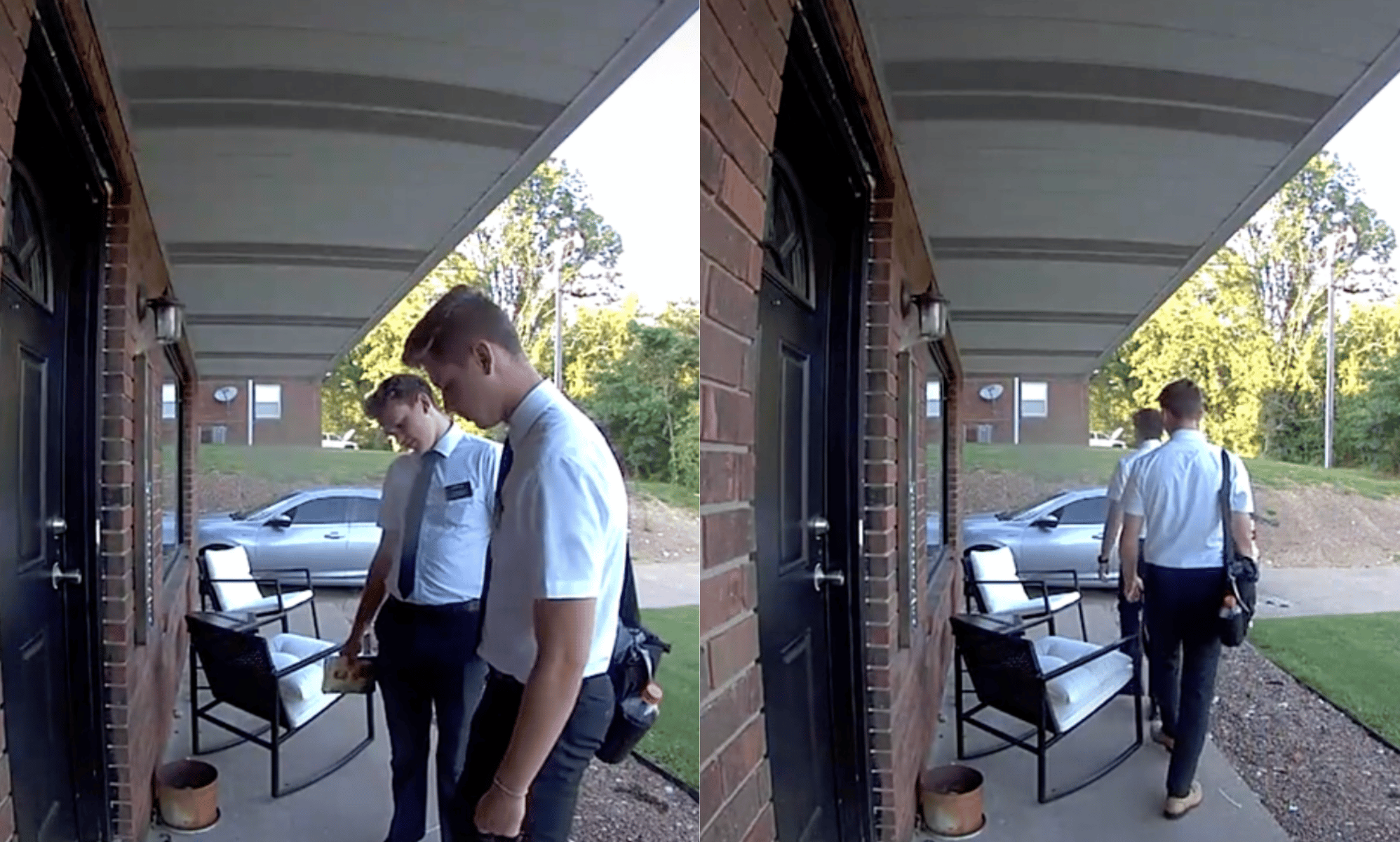 Mormon missionaries flee after spotting lesbian couple's super-gay doormat