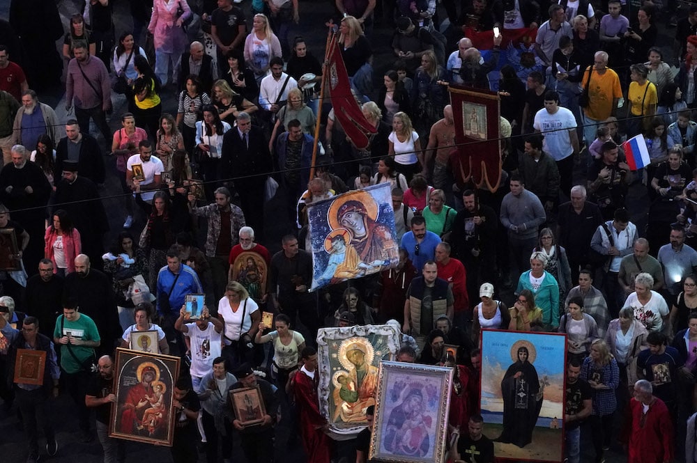 thousands of demonstrators gather in Belgrade to protest Pride