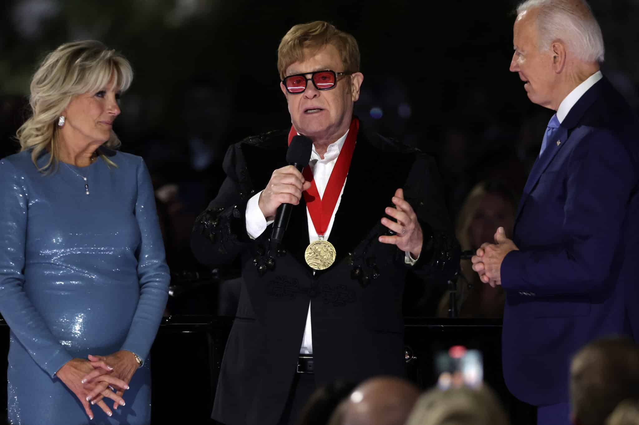 Elton John left 'flabbergasted' as Joe Biden surprises him with medal for work fighting AIDS