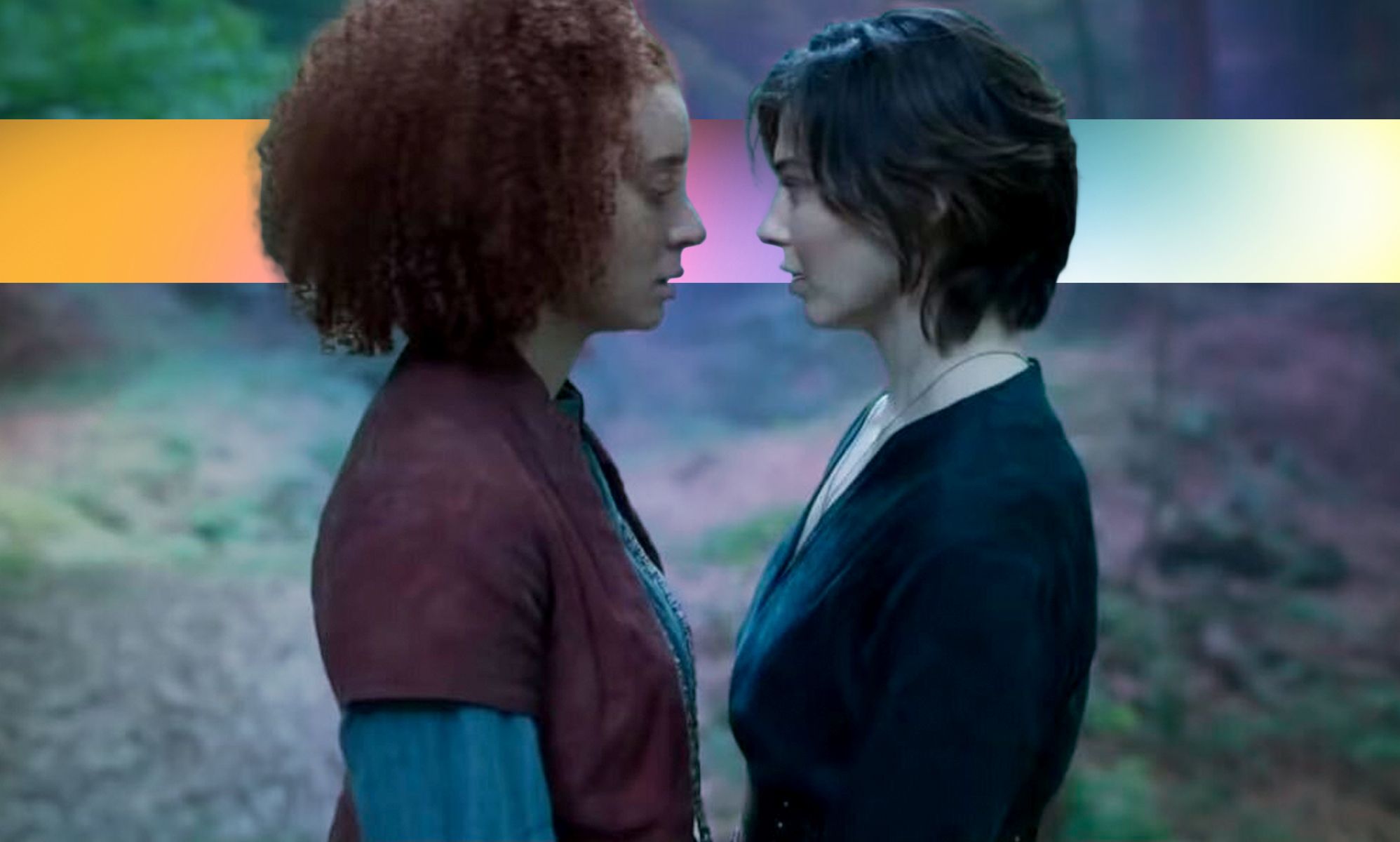 Actors Erin Kellyman as Jade (L) and Ruby Cruz as Kit stand close to each other in a scene from new Disney+ series Willow. (Disney:Lucasfilms)