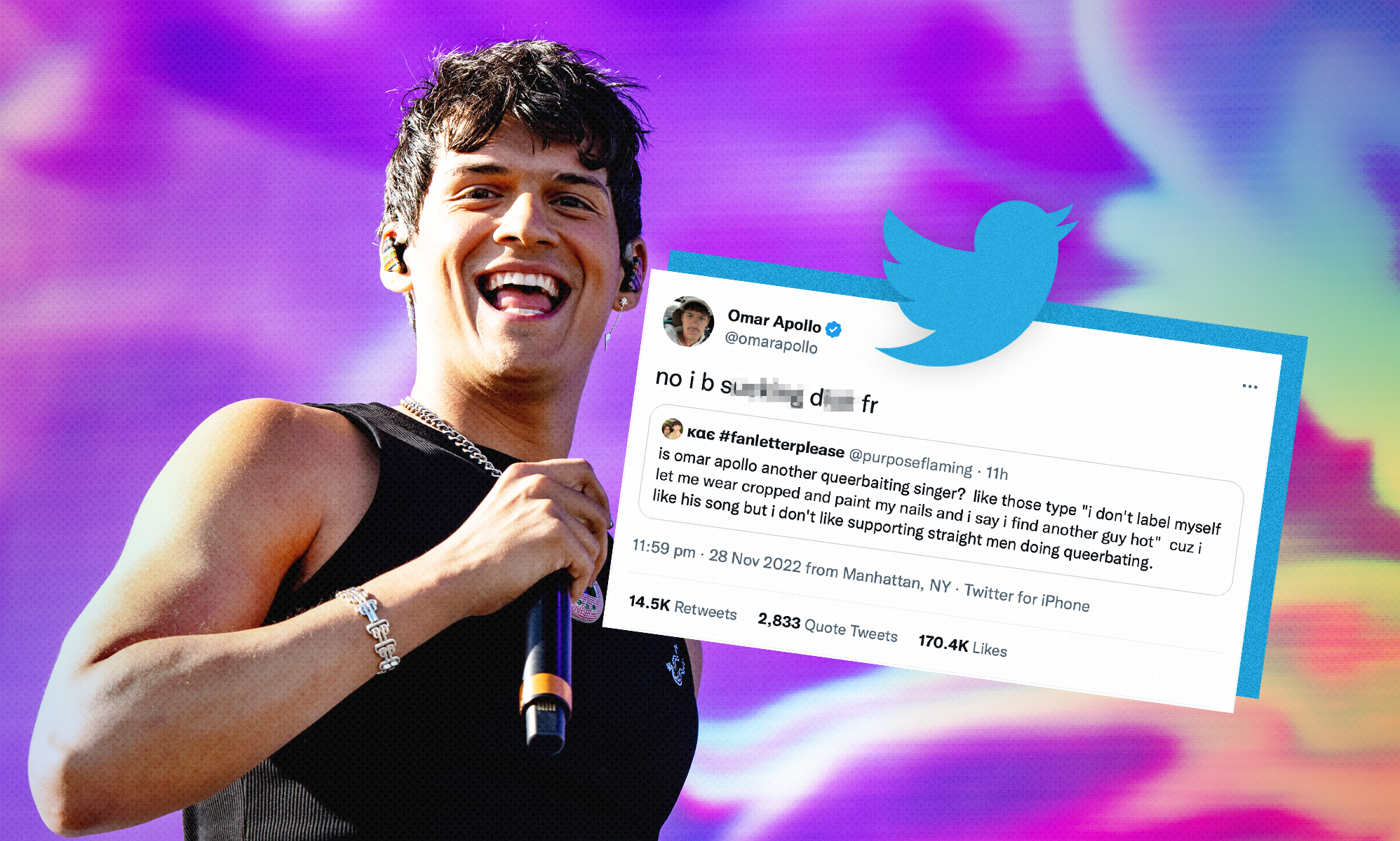 Singer Omar Apollo shuts down queerbaiting claims by clarifying: 'I be sucking d**k'
