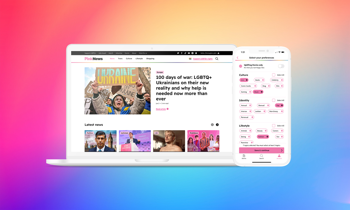 New PinkNews website and app gives readers the choice to stay positive with 'uplifting' news filter