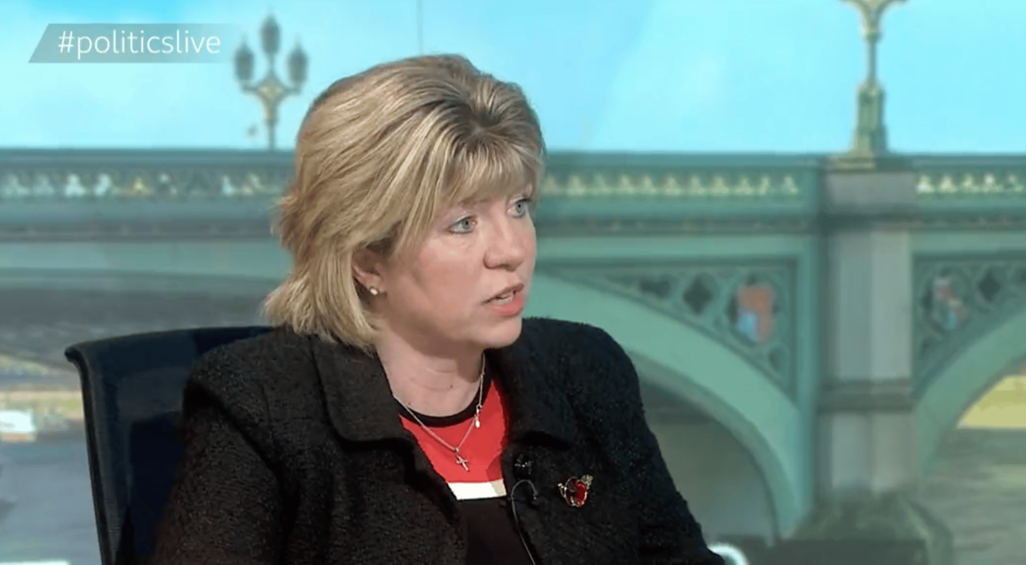 A screenshot of minister for women Maria Caulfield from BBC