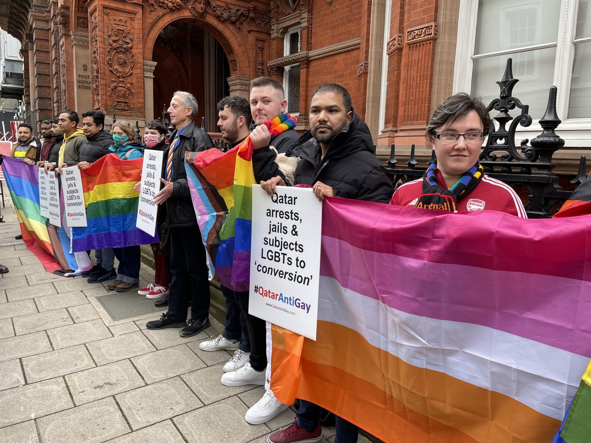Peter Tatchell joins football fans to protest Qatar World Cup: 'The world is watching'