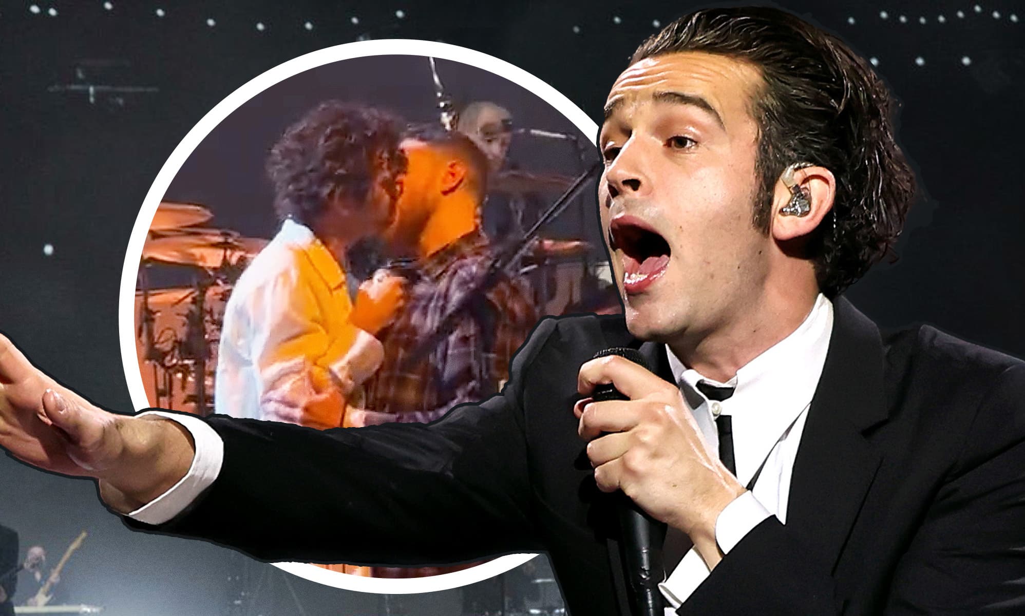 The 1975 frontman Matty Healy keeps kissing fans onstage