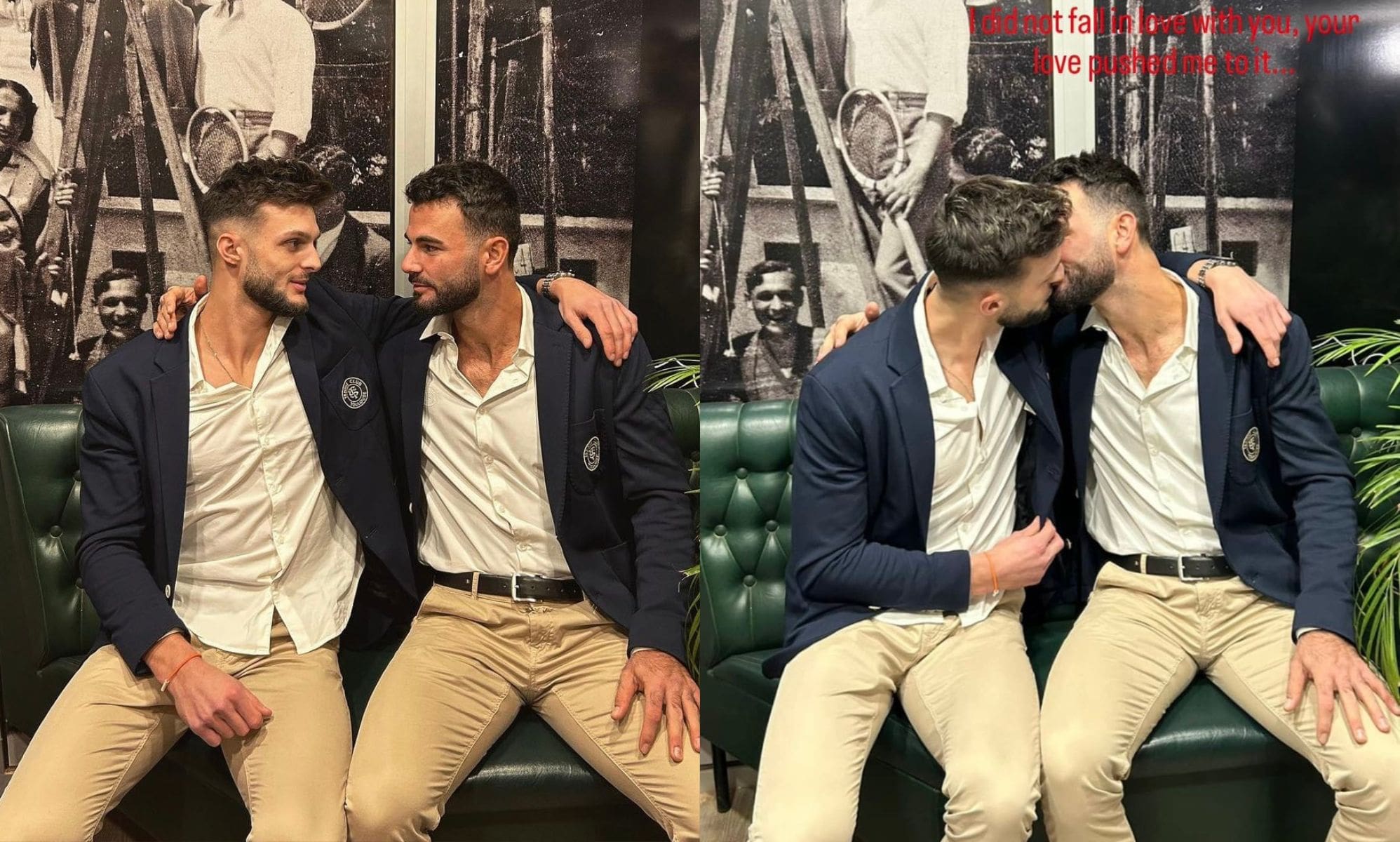 Tennis player Fabien Reboul kisses fellow pro Maxence Broville and says 'love pushed him to it'