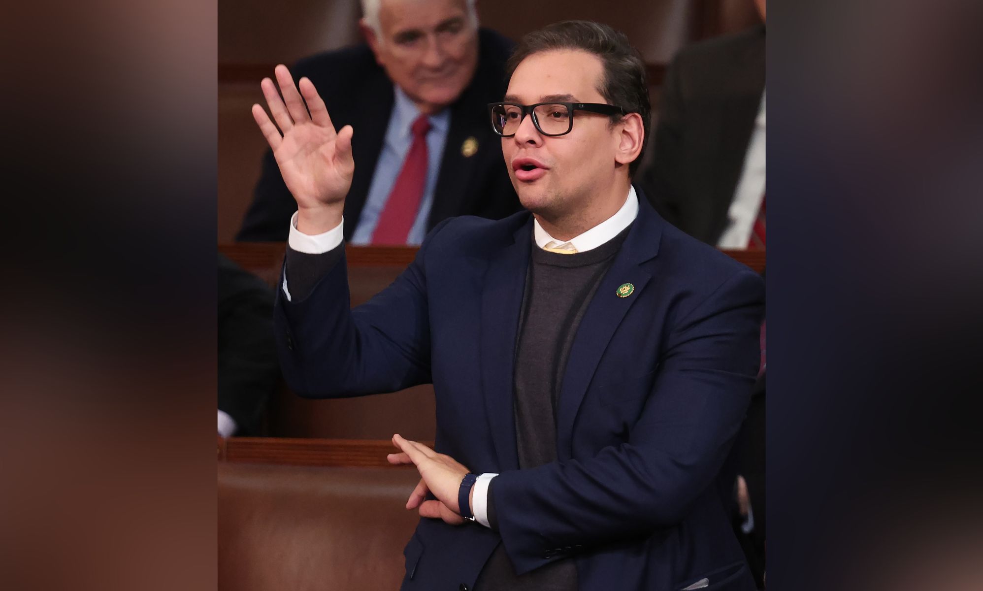 Scandal-hit gay Republican George Santos accused of flashing white power symbol on House floor