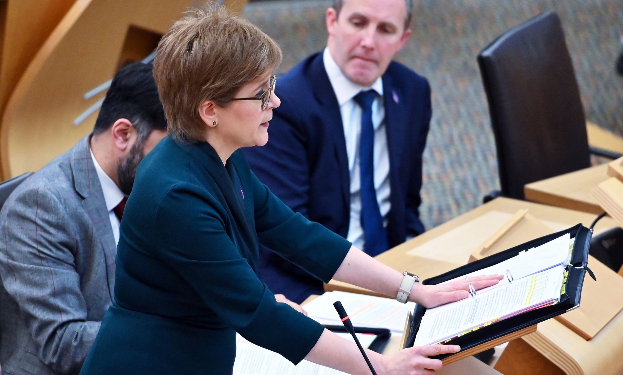 Nicola Sturgeon in Holyrood during a parliamentary debate.