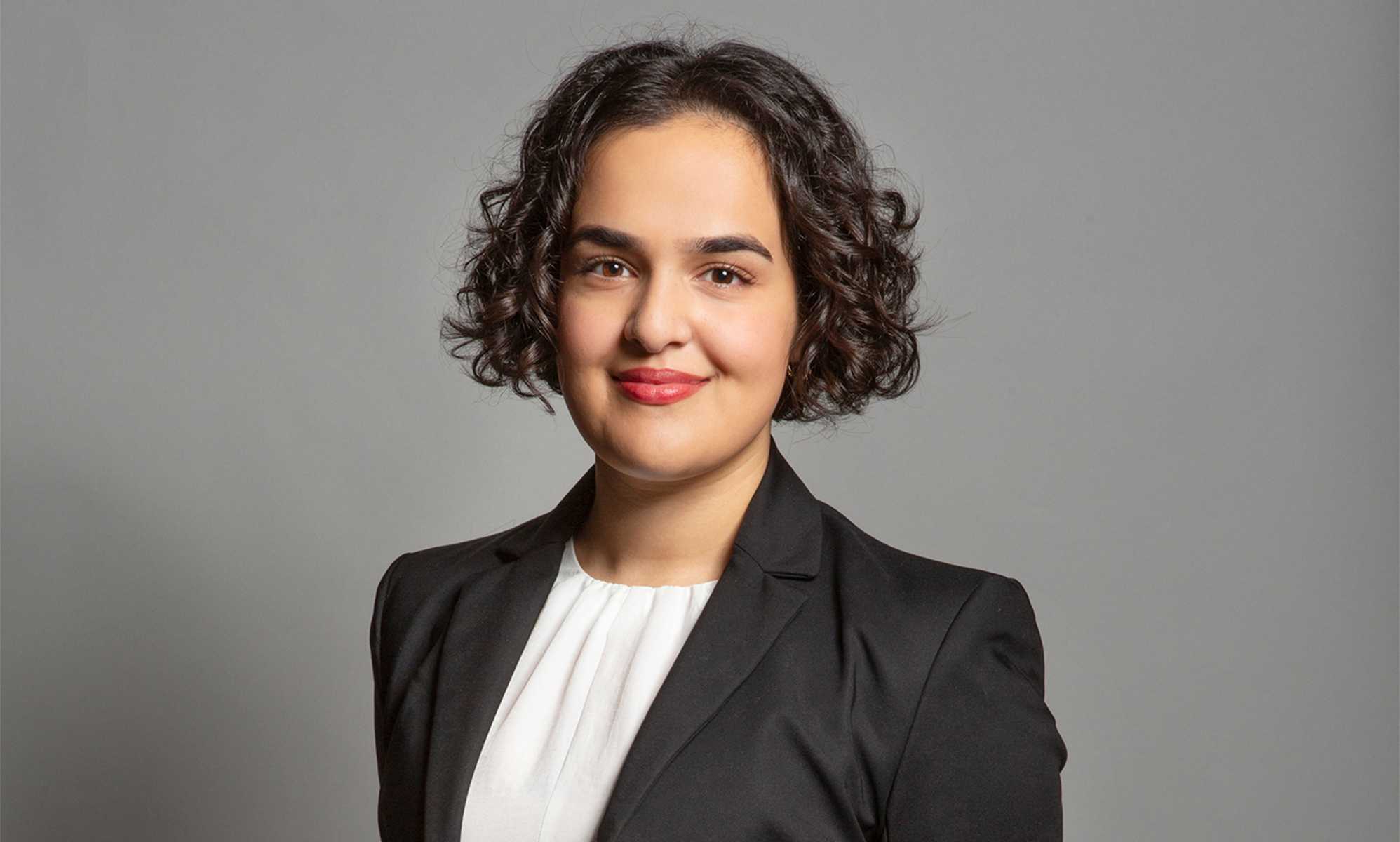 Nadia Whittome in a black blazer and white shirt