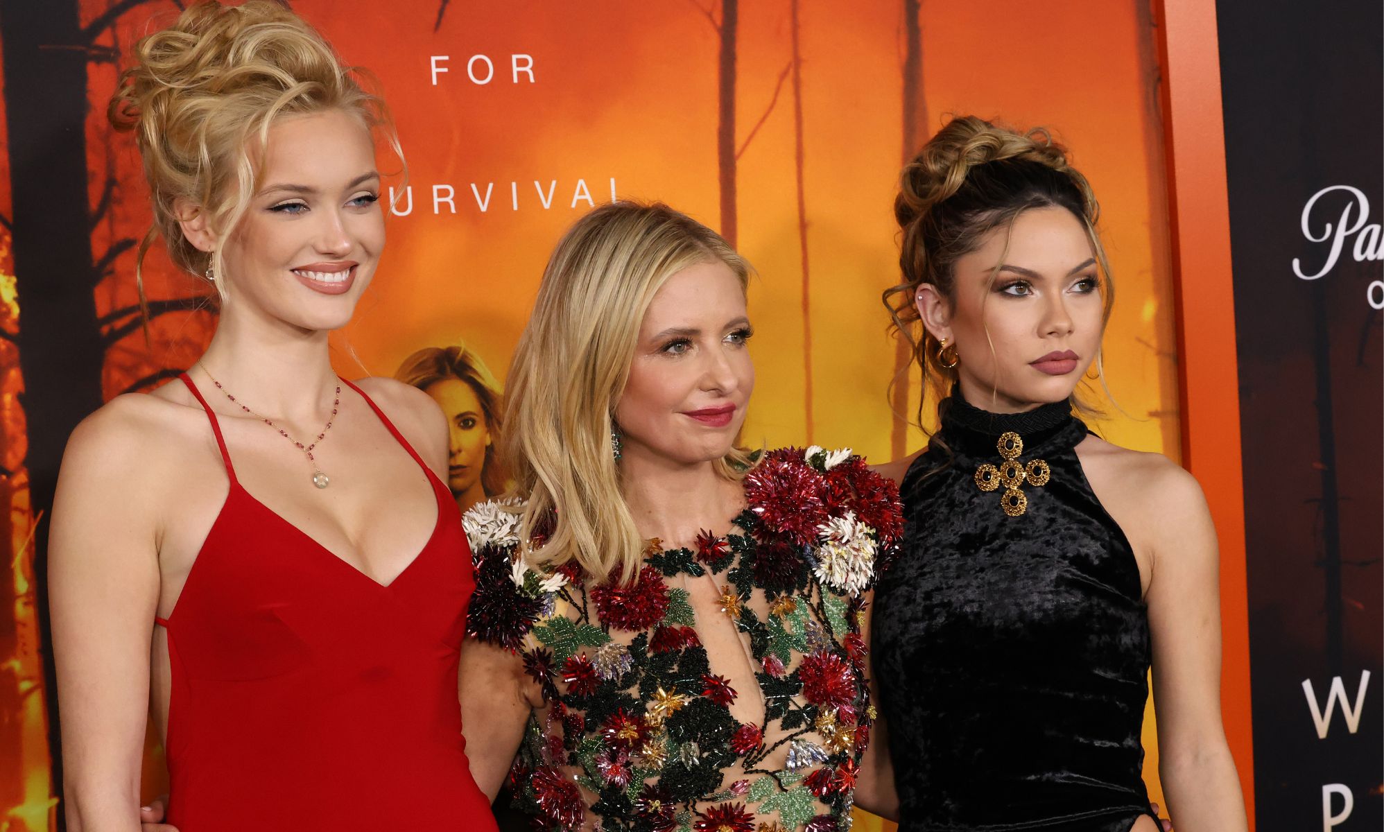 Chloe Rose Robertson, Sarah Michelle Gellar, and Bella Shepard attend the &quot;Wolf Pack&quot; Premiere 