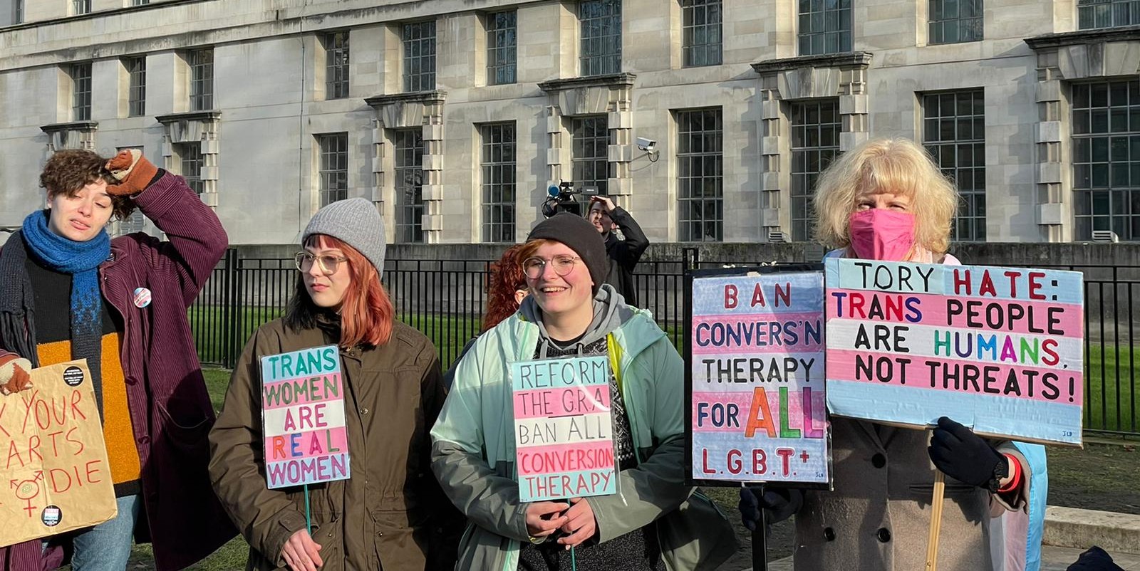 LGBTQ+ protesters at Downing Street