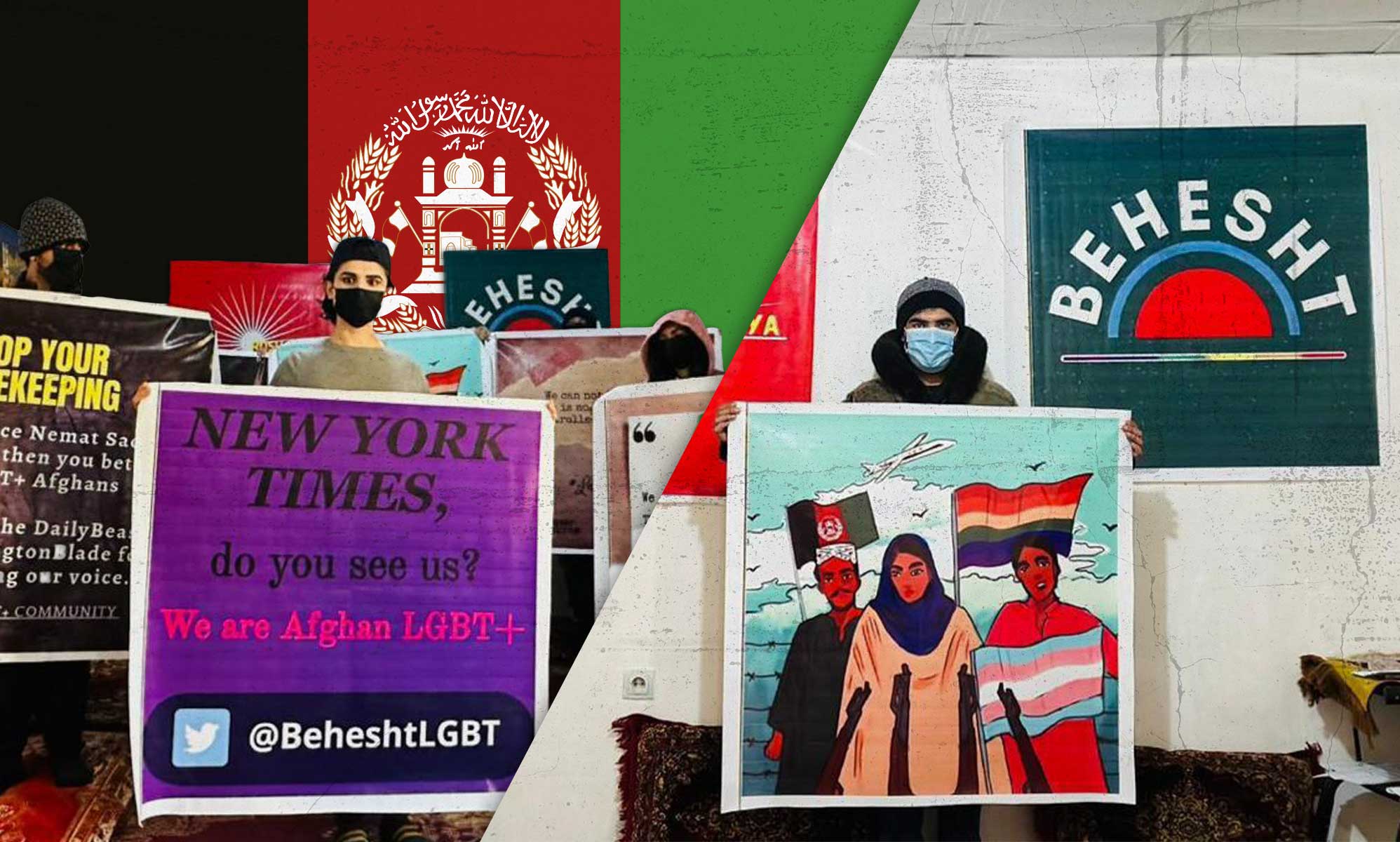 Brave Afghans risk their lives to stage powerful LGBTQ+ protest 'under the noses of the Taliban'