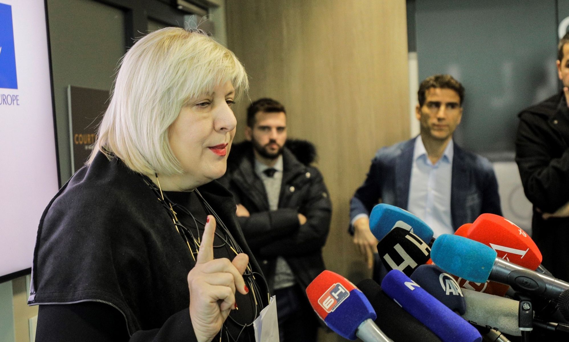 Dunja Mijatović speaks during an event.