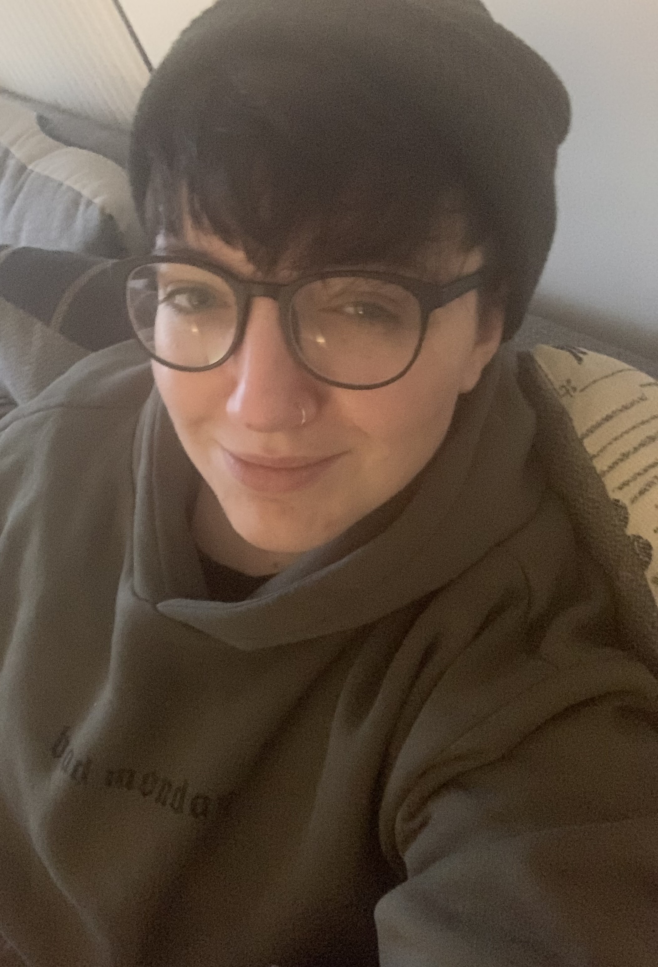 Jack Hyslop pictured in a hoodie at home.