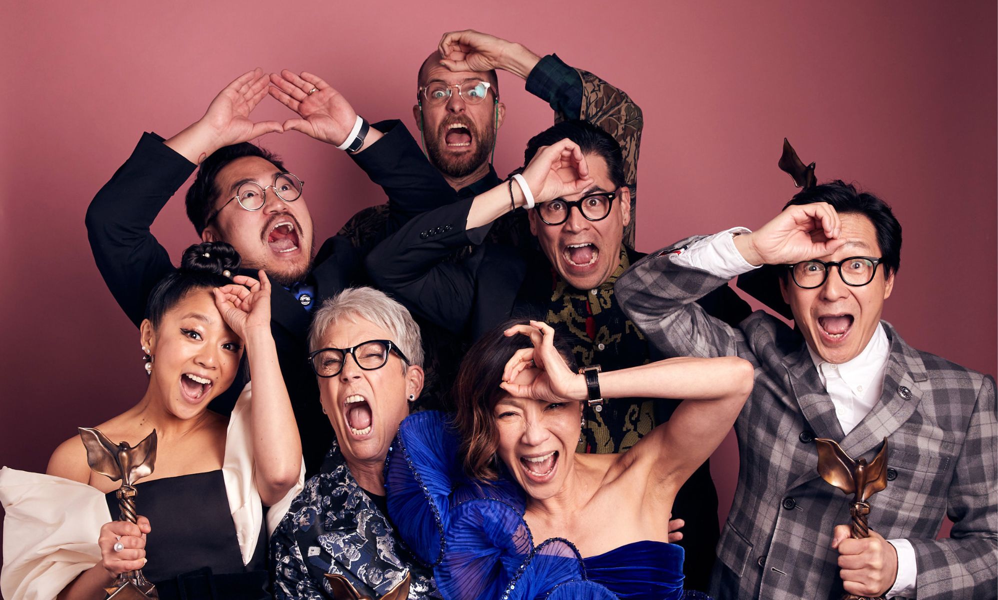 Everything Everywhere All At Once cast at the  2023 Independent Spirit Awards.