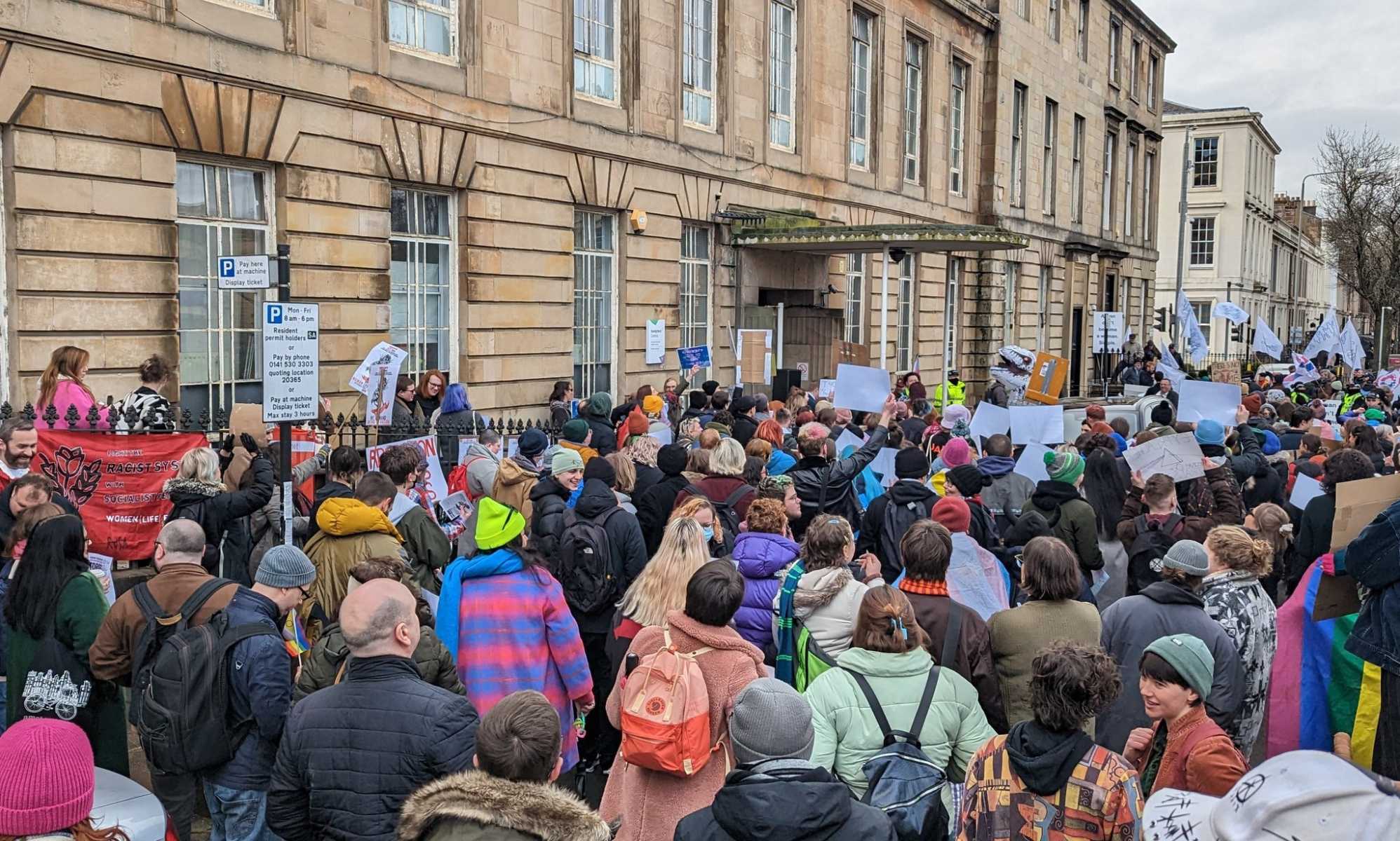 LGBTQ+ community turns out in force to counter-protest group who planned to ‘brick up’ gender clinic