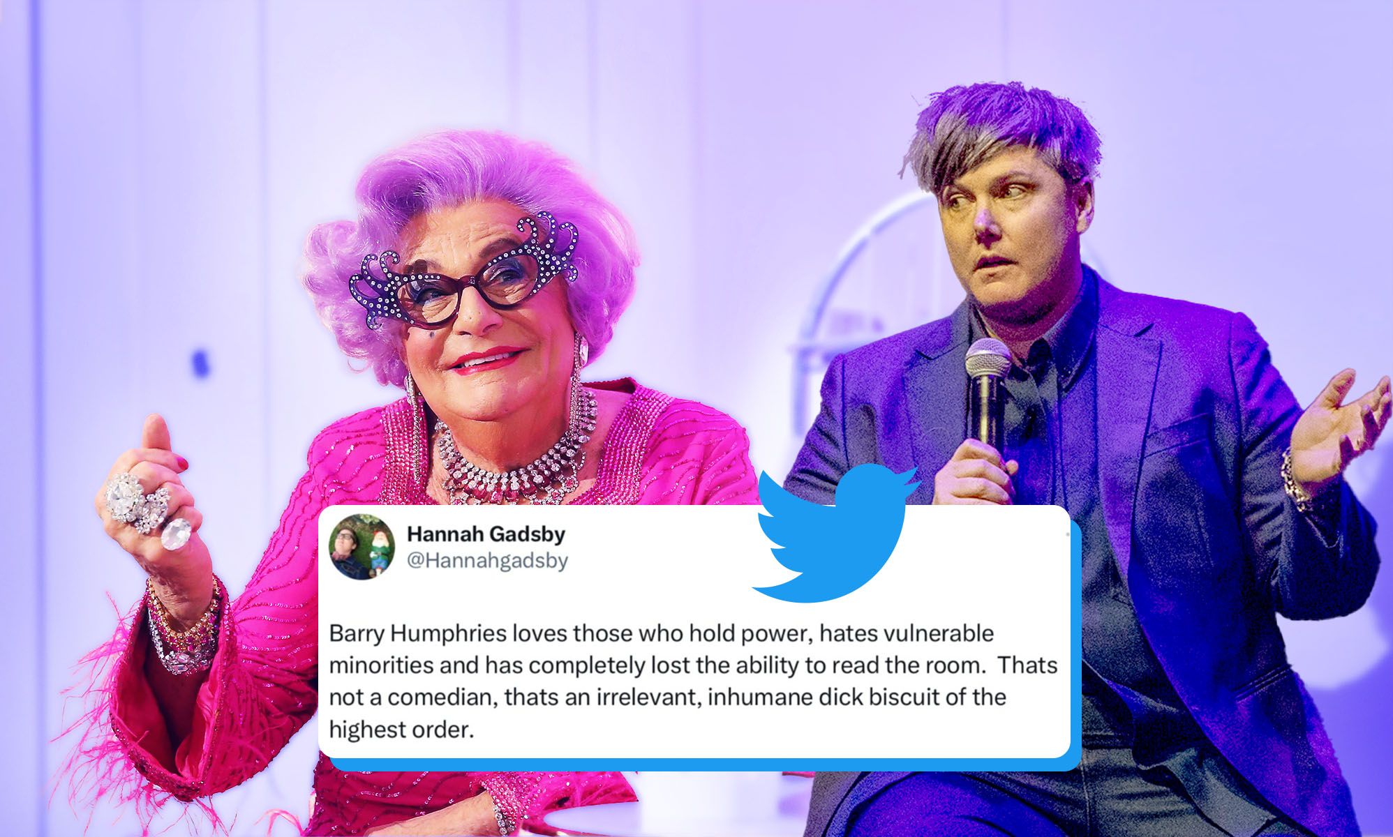 Comedian Hannah Gadsby piled-on by trolls for calling Barry Humphries a 'd**k biscuit' in 2018