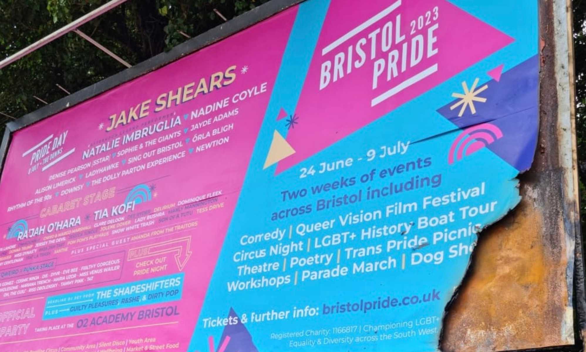 Bristol Pride calls for allyship after billboard advert is set on fire in 'cowardly' hate crime 