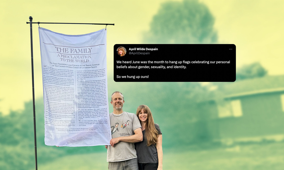 Mormon couple savagely mocked after flying 'family values flag' during Pride Month