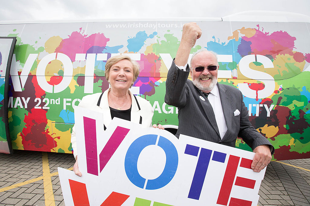 Former minister for justice and equality Frances Fitzgerald and Senator David Norris advocating for a Yes vote in Ireland