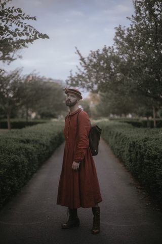 David Ross Lawn models in a Son de Flor classic dress.