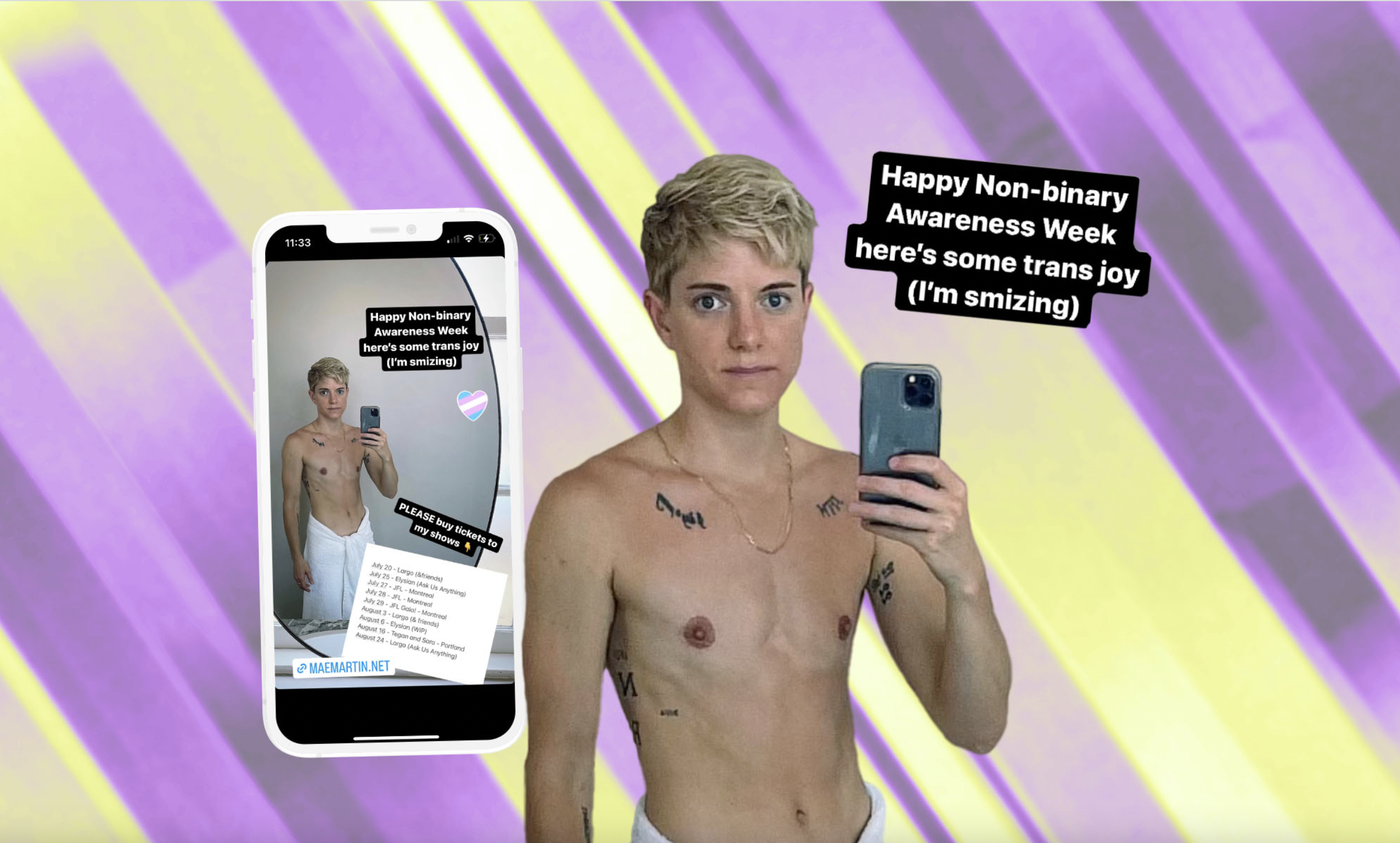 Mae Martin marks Non-Binary Awareness Week with proud topless selfie: 'Trans joy'