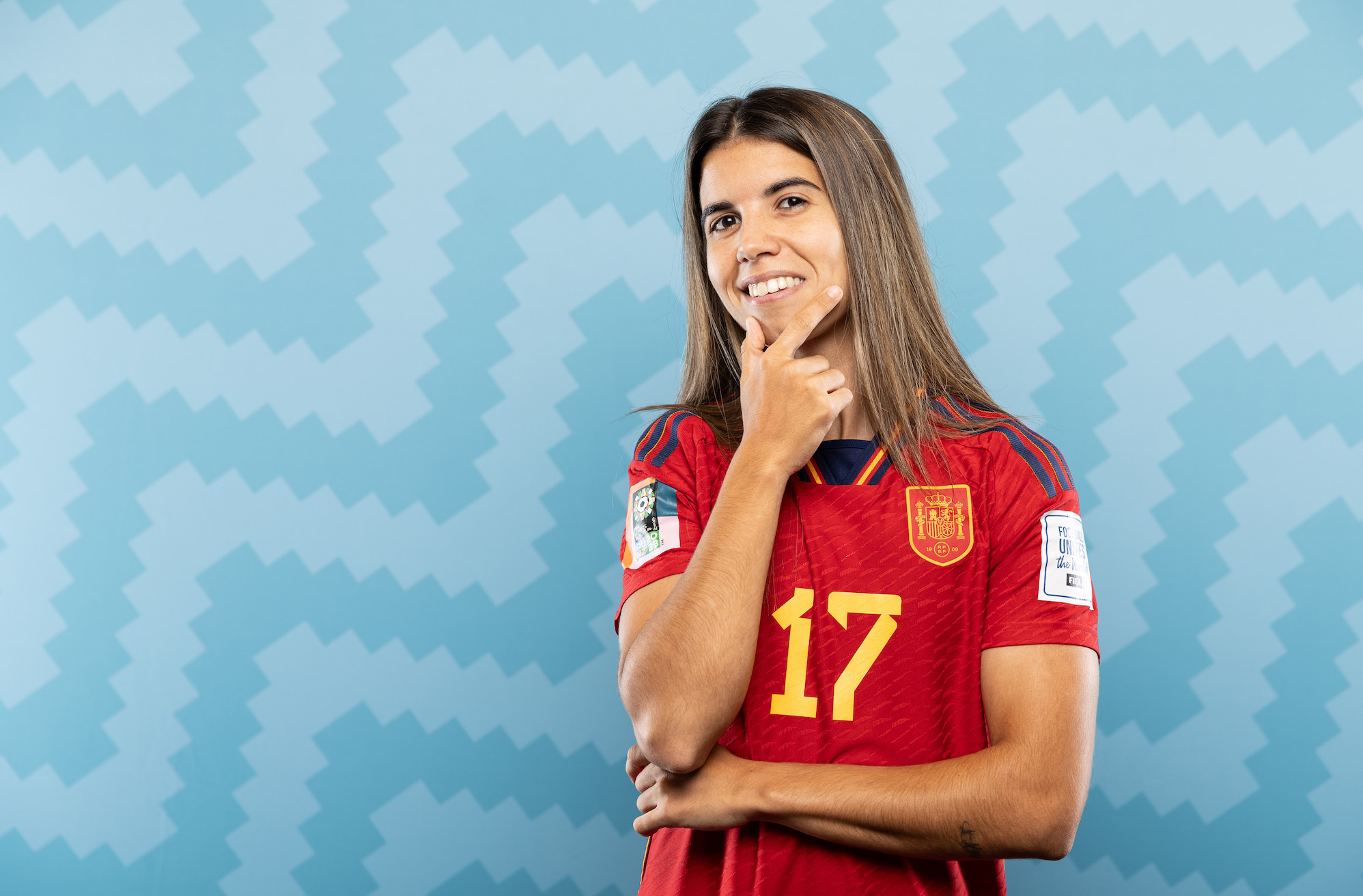 Spain LGBTQ footballer Alba Redondo poses during the official FIFA Women