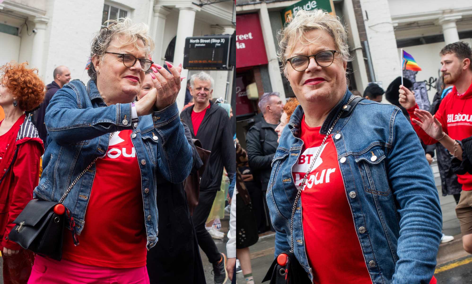 Suzy Eddie Izzard makes appearance at rainy Brighton Pride after announcing Labour bid