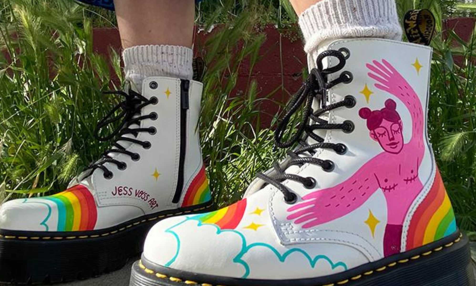 Transphobes rage at Dr. Martens after a queer artist drew a trans man on one pair of boots