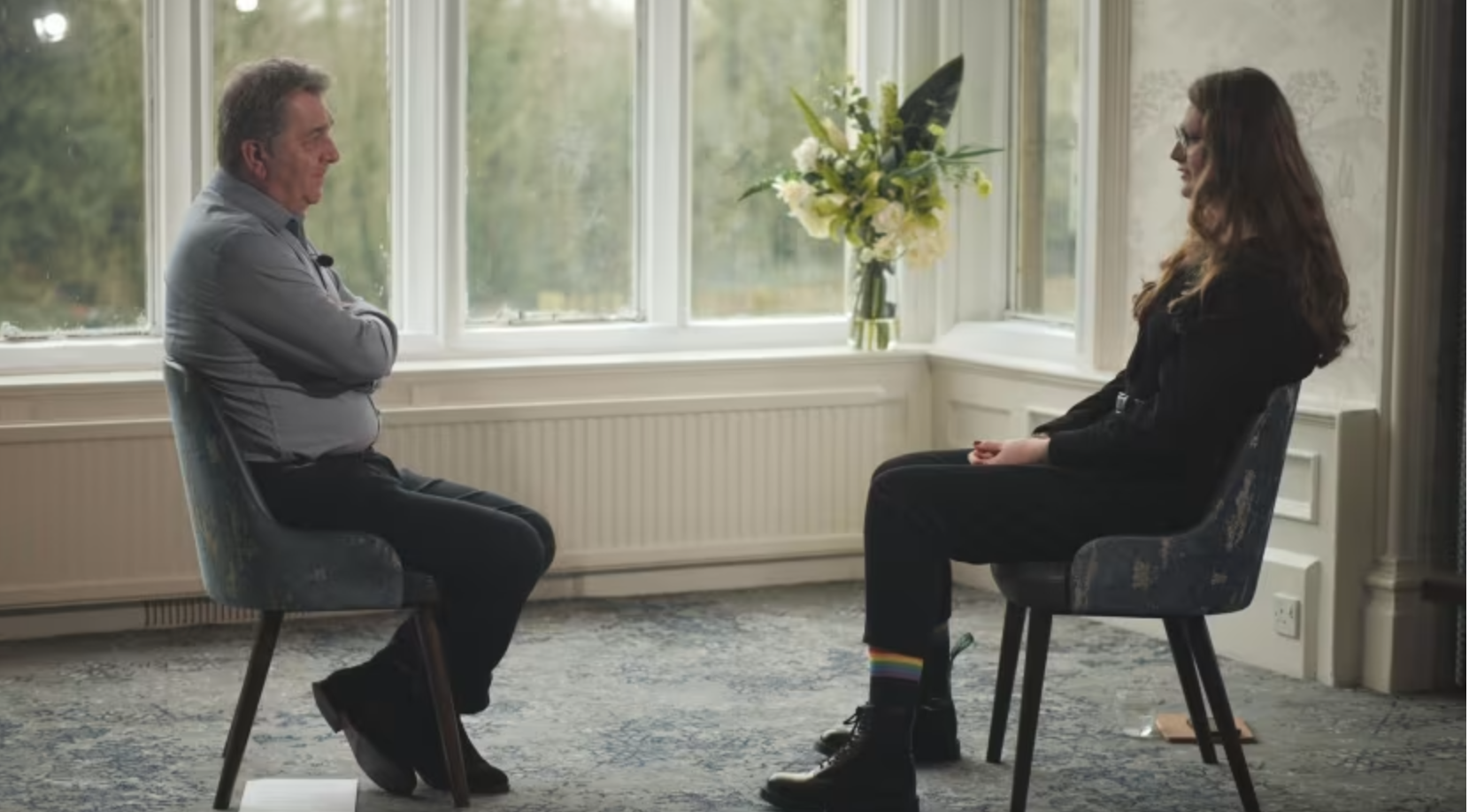 Emily Bridges being interviewed by ITV