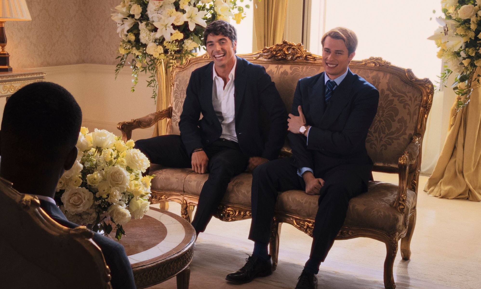 Taylor Zakhar Perez and Nicholas Galitzine as Alex and Henry in Red White &amp; Royal Blue.